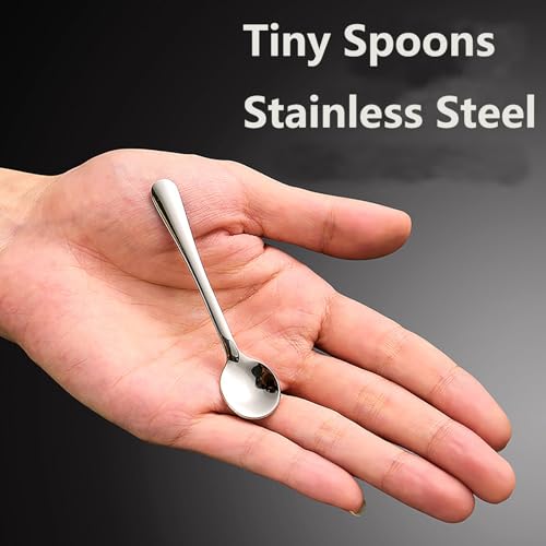 Asanta S1059 8 Pcs Tiny Stainless Steel Spoons For Spices Jars, Mini Size 2.87", Cute Small Stainless Steel Condiment Spoons For Spices, Salt, Sugar thumb #3