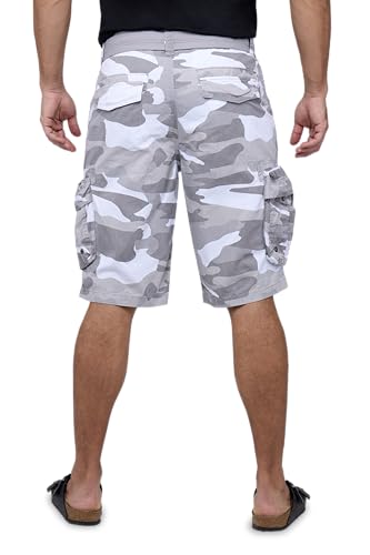 X RAY RAW X Mens Belted Cargo Shorts, Relaxed Fit Casual Knee Length Cargo Shorts for Men, White Camo, 54 Big - Image 2