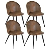 Songvas Lot de 4 Chaises de Salle à Manger, Suède Chaises avec Dossier, Chaises Longues de Style Scandinave, Pieds en Chêne, conviennent à Salle à Manger, Salon et Cuisine, 49×46×77cm, Brun