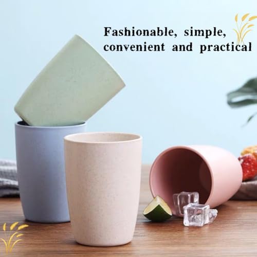 16 Pack Wheat Straw Reusable Cup Unbreakable Drinking Cup Set, 13oz Wheat Straw Tumbler Bathroom Stackable Toothbrush Cups Tea Juice Coffee Cup, Biodegradable Heaithy by Leitungg - Image 4