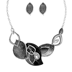 chaoyite Boho Statement Necklace Earrings Jewelry Set for Women Bohemian Prom Party Costume Accessory Enamel Crystal Jewelry