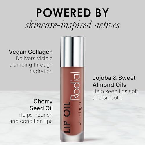 Image of Rodial Plumping Collagen Lip Oil Wild Plum 0.13fl.oz, Vegan Collagen-Infused Lip Oil with Macadamia and Jojoba Oil, Deep Hydration for Fuller-Looking Pout, Ultra-Nourishing Formula for Silky Lips