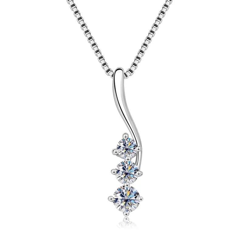 Colliers moissanite noir blanc femme pendentif courbe argent 925