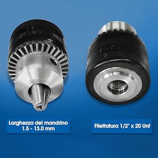S&R Mandrino per Punte trapano 1,5-13 mm 1/2 + Adattatore SDS PLUS e Chiavetta di Serraggio. Filettatura M12