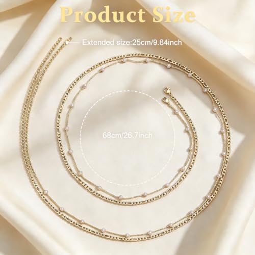 Image of PALAY 2pcs Pearl Waist Chain for Women Stylish Saree Gold Plated Belly Chain 2-Layered Ladies Body Hip Chain for the Waist Bikini Jewelry - 26-42in