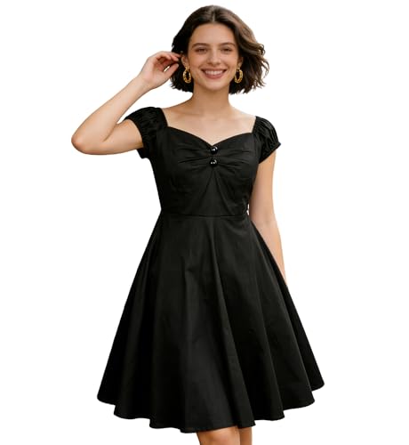 Image of YARN & INK Retro Swing Dresses for Women 1950s Vintage Rockabilly Clothes Pinup Clothing Cocktail Party Dress