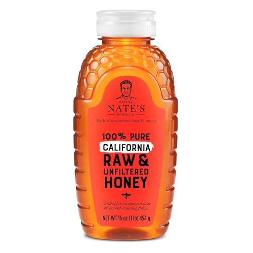 Nate's California 100% Pure, Raw & Unfiltered Honey - 16 oz. Squeeze Bottle - All-natural Sweetener