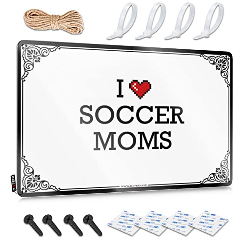 Plaque décorative en métal avec inscription « I Love Soccer Moms » - 20 x 30 cm