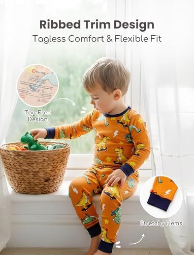 Image of PATPAT Bamboo Viscose Pajama Sets for Toddler Boys & Girls Baby Kids, Ultra-soft Snug fit Pjs Sleepers for Birthday Holiday