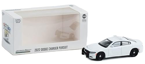 Greenlight 43002-L Hot Pursuit - 2022 Dodge Charger Pursuit Police Cruiser- White With Light Bar & Push Bar 1:64 Scale Diecast #TOP2