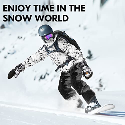 Vgo... 1Pair -20℃/-4°F Or Above Age 11-12 Warm Ski Gloves For Boys, Mitten Design,Goat Leather Winter Snow Gloves,Outdoor Waterproof Gloves(Szie M,Black&White,Ga2475Flwp) #TOP4