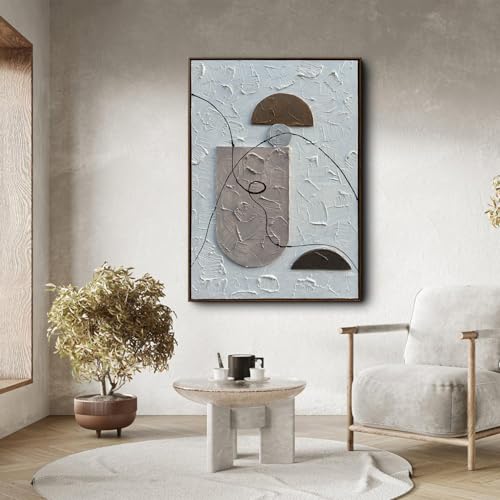 Slyart Midcentury Modern Relief Painting, Framed Artwork, Plaster Wall Art thumb #5
