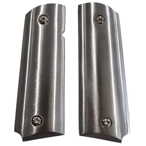 1911 Full Size Grips Solid Stainless Steel Panels with Ambi Safety Cut Fits Government & Commander Includes 4 Mounting Screws