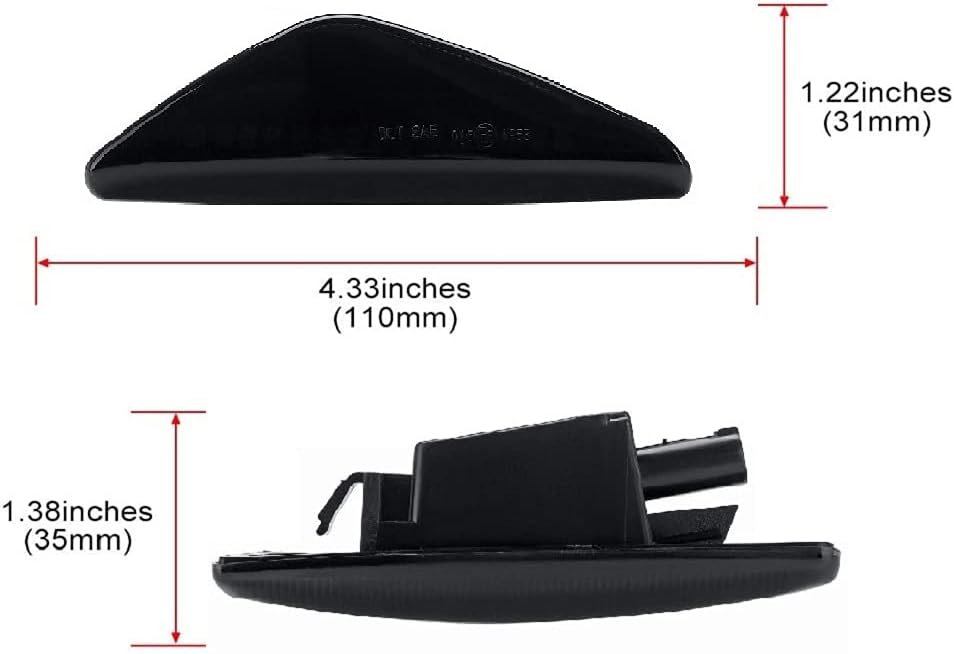 Dynamic LED Side Marker Light led front fender side marker light Amber Error Free Flowing Sequential Blinker Turn Signal Lamp Assembly Compatible With BMW X3/X5/X6 F25 E70 E71 E72 (Smoked Lens)