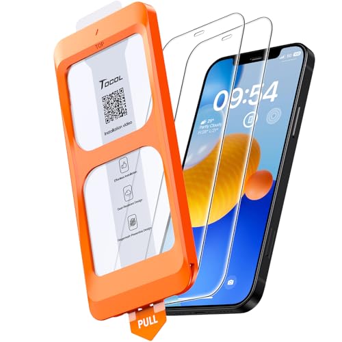 TOCOL 2 Pack for iPhone 12/iPhone 12 Pro Screen Protector 6.1-Inch Instant Installation 16FT Military Grade Shatterproof Tempered Glass Case Friendly HD Clear Coverage Protection
