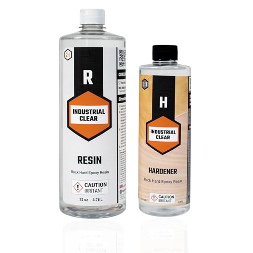 48 oz Industrial Clear Epoxy Resin Kit – Crystal Clear, High-Gloss, Heat & Scratch Resistant Table Top Epoxy for Countertops, Bartops, Live Edge Wood, Furniture Refinishing & Flooring
