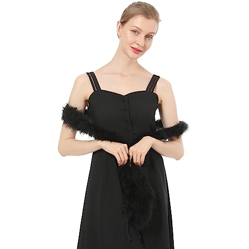 2 Yards 22G Marabou Fluffy Feather Boa Diy Craft Trim Halloween Wedding Party Decoration-Black #TOP15