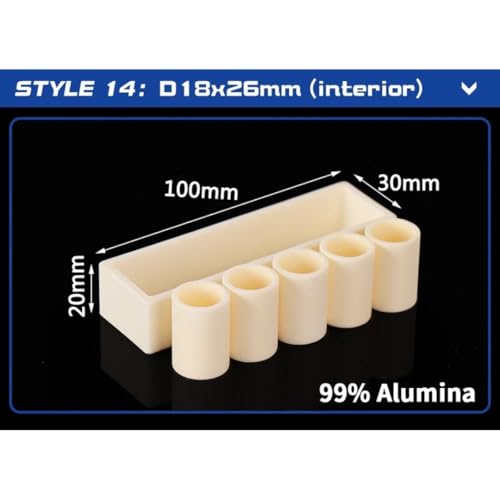 Juego de crisol de alúmina de alta temperatura para análisis de laboratorio de 50-100 mm (10 piezas de 90 x 65 x 30 mm), ideal para pruebas de combustión y experimentos