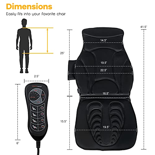Giantex Back Massager For Back Pain, Chair Massage Pad Shiatsu Massage Seat With 10 Vibration Motors, Heat And 5 Nodes 3 Optional Speeds For Full Body Muscle Relax Kneading Massage Chair Pad #TOP5
