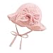 XIAOHAWANG Sommerhut Baby Mädchen Sonnenhut Mütze Baby Sommer Mützen Baumwolle Mit Schleife und Bindebändern(Rosa, 46cm(3-6 Monate))
