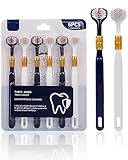 HUVZOR Cepillo Dental 3 Lados, 6 Unidades, Azul y Blanco: Limpieza Integral 360° con Cerdas Suaves, Ideal para Adultos, Niños y Viajes, Elimina Placa Eficientemente