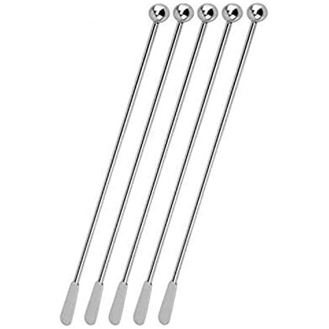 Jsdoin Stainless Steel Coffee Beverage Stirrers Stir Cocktail Drink Swizzle Stick with Small Rectangular Paddles (5 Silver) Cover