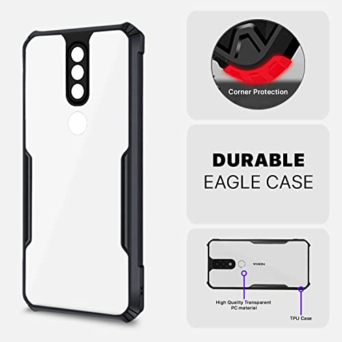 Image of Pikkme Nokia 6.1 Plus Back Cover | Crystal Clear Transparent Back | Ultra Hybrid | Full Camera Protection | Raised Edge | Bumper Back Case for Nokia 6.1 Plus (Black)
