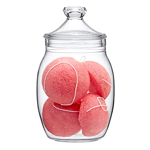Amazing Abby - Katherine - Plastic Bathroom Canister (52 oz), Acrylic Apothecary Jar for Vanity, BPA-Free and Shatter-Proof, Great for Bath Sponges and Shower Balls (NOT Glass)