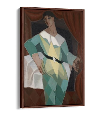 Juan Gris Arlequin toile haut de gamme et cadre en noyer