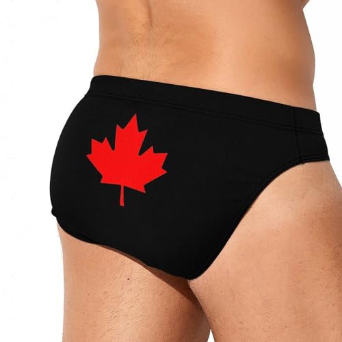 Canadian Flag Maple Leaf Mens Swim Briefs Bikini Sexy Low Rise Trunks Swimsuit Bathing Suit Beach3