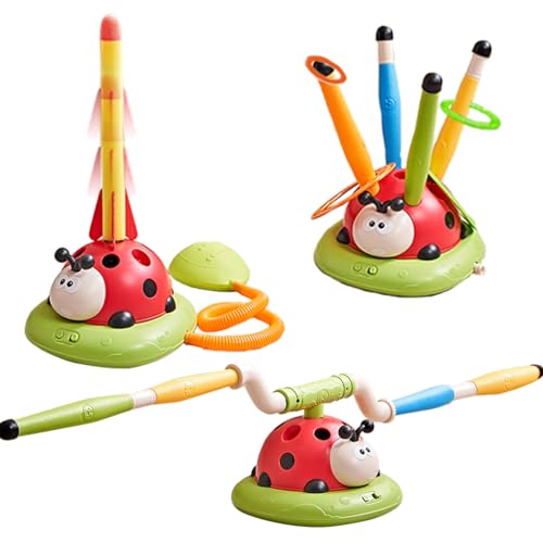 Image of Powza 3 in 1 Musical Jump, Toss Ring Game and Stomping Launch Rocket Launcher for Kids Outdoor Toys with Remote Control, Indoor Outside Toy for Kids Ages 4-8 Toys for Ages 5-7 8-13 Birthday Gifts