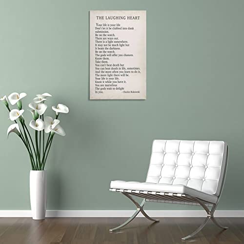 Bludug Charles Bukowski Poem Print The Laughing Heart Minimalist Retro Posters Canvas Painting Wall Art Poster For Bedroom Living Room Decor24X36Inch(60X90Cm) #TOP4