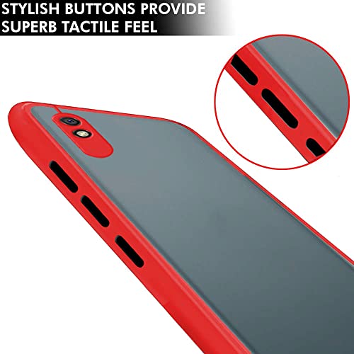 Image of TheGiftKart Basic Case for Xiaomi Redmi 9A 9i Sport (Polycarbonate, TPU Red Bumper)