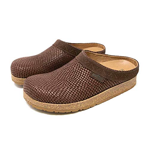 Stegmann Women's Leather Graz Clog with Cork Sole - Python/Snakeskin Print - Brown