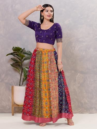 Image of Vamas Women's Silk Padded Self Design Half Sleeve Readymade Saree Blouse (X-1166.ELB)
