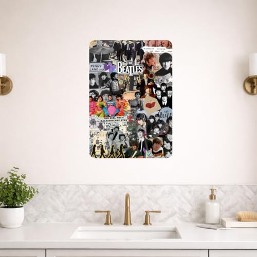 Image of Zesta Bathroom Decor Items Washroom Decor Tin Sign | Aesthetic Posters Wall Poster for Bedroom | Magnetic Cafe Decoration Items / Restaurant Decorations Items | Quirky Home Decor Bar Accent (Beatles (3))