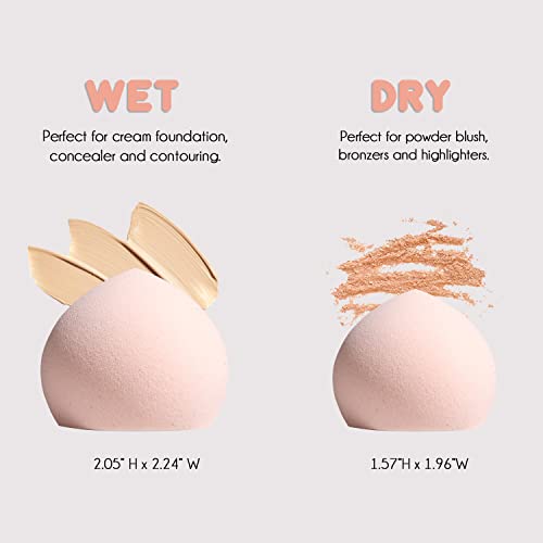 Dab&Glow Ultra Soft Wet Dry Marshmallow Makeup Sponge Set Latex Free Mochi Blender For Foundation Powder Cream Concealer Bronzer Blush Perfect Flawless Airbrush Finish, Pink, 4 Count (Pack Of 1) #TOP1