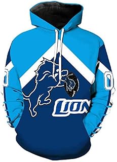RT NFL Hoodie Pullover Sweatshirt - Detroit Lions 3D Rugby Fans Sportswear Men's