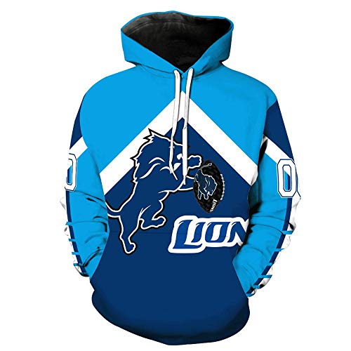 RT NFL Hoodie Pullover Sweatshirt - Detroit Lions 3D Rugby Fans Sportswear Men's