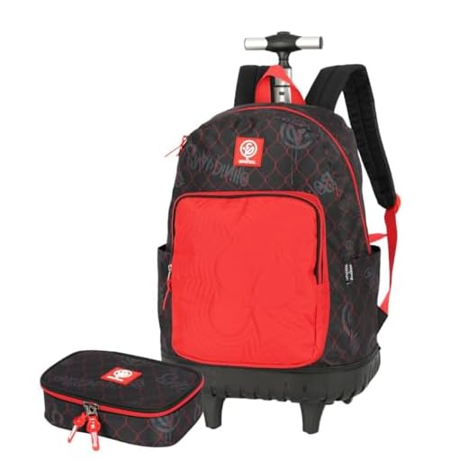 Kit Mochila Rodas Com Estojo Box Enaldinho Juvenil Escolar Vermelho