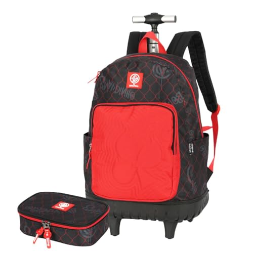 Kit Mochila Rodas Com Estojo Box Enaldinho Juvenil Escolar Vermelho