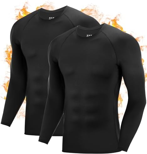 Roadbox Thermounterwäsche Herren Langarm, Kompressionsshirt mit Innenfleece | Atmungsaktiv, Schnelltrocknend, 4-Wege-Stretch, Ohne Nackenetikett, Körpernah, Für Laufen, Ski, Wander