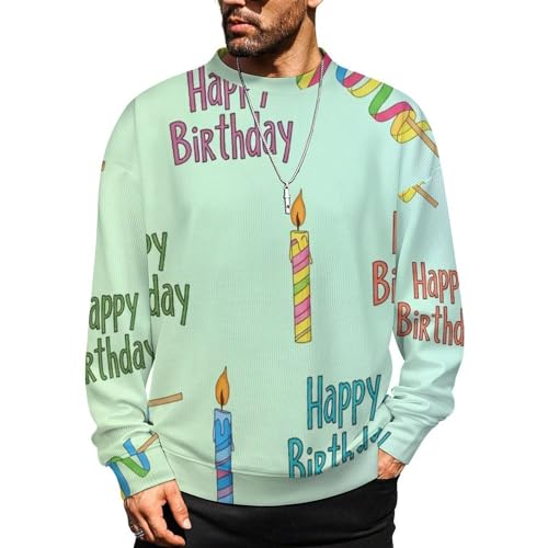 MoBlinko Sweaters for Men Colorful Birthday Mens Crewneck Sweater M Long Sleeve Lightweight Pullover
