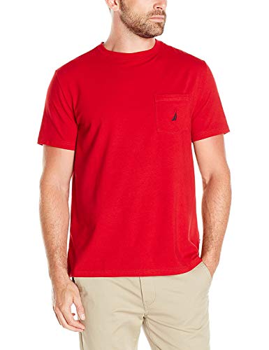 Nautica mens Solid Crew Neck Short Sleeve Pocket T-shirt T Shirt, Nautica Red, 6X Big US