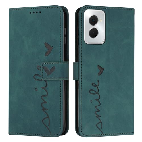 Étui portefeuille pour Motorola Moto G Power 2024 en cuir vert à rabat