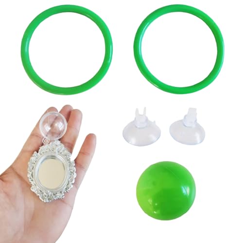 Betta Fish Enrichment Toys �����O�ƃ~���[ �t���[�e�B���O�G�N�T�T�C�Y�~���[�ƃg���[�j���O�����O �t���[�e�B���O�~���[ ���� �a�����O�t�� �����A�N�Z�T���[ �z�Օt�� (�O���[��)