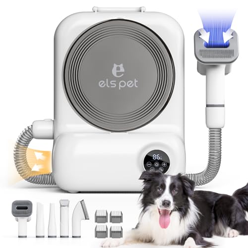 ELS PET Dog Grooming Vacuum & Dryer Kit, 15000Pa Pet Vacuum for Shedding, 2.5L Dust Cup for Dog Grooming Kit, 3 Suction Modes for Dogs and Cats