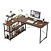 PC. Biurko Kąt PC. Desk L-Shaped Desk 47"Proste biurko w domu Pisanie biurka roboczego z półkami przechowywania, rustykalny brązowy i czarny Biurko