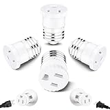 4 Pack, Light Socket to Plug Adapter, Convert Light Bulb Socket to Outlet Adapter (White).