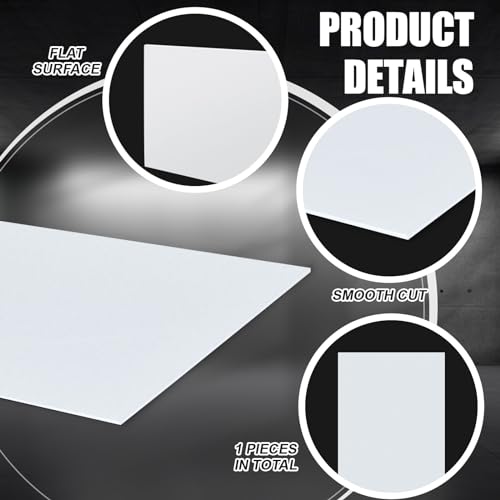 Image of Threehoney HDPE Sheet 1 /4 inch Thick 24 x 48 Inch, HDPE Plastic Sheet High Density Polyethylene Board Flexible Solid Plastic Block for DIY Projects Crafts Machining Home(White)